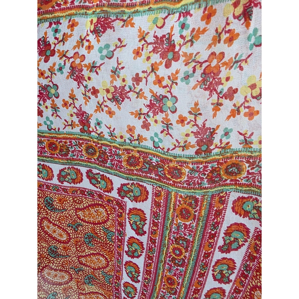 Figueroa & Flower Womens Paisley Floral V-Neck Roll Tab Sleeve‎ Blouse Orange S - Picture 5 of 7